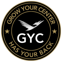 Gold eagle flying over the words, "Grow Your Center"